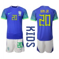Dres Brazil Vinicius Junior #20 Gostujuci za djecu SP 2022 Kratak Rukav (+ kratke hlače)